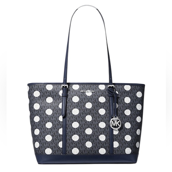 Jet Set Large Polka Dot Signature Logo Tote Bag - Picture 1 of 3